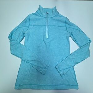 Ivivva Girls 12 Long Sleeve Quarter Zip Blue Pullover Funnel Neck Sweat Wicking